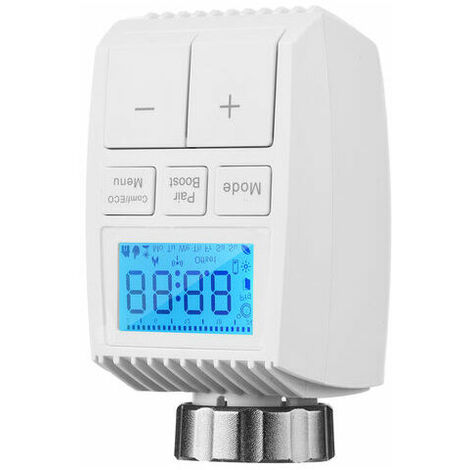 Vanne de radiateur thermostatique ZigBee Thermostat de radiateur intelligent programmable hebdomadaire Contrôle par application Commande vocale Fenêtre ouverte Fonction de protection contre le gel Rég