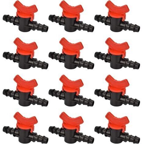 Vanne de régulation en plastique, raccord pour tuyau d'arrosage, vanne de dérivation à embout cannelé pour irrigation goutte à goutte (tuyau de 16 mm).