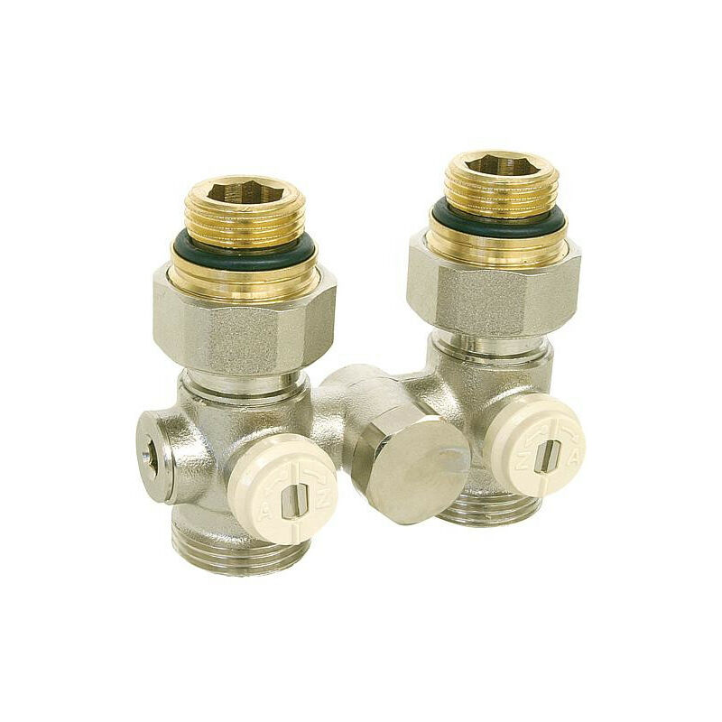 Raccord double de robinet a bille systeme monotube passage (avec echangeur thermique)