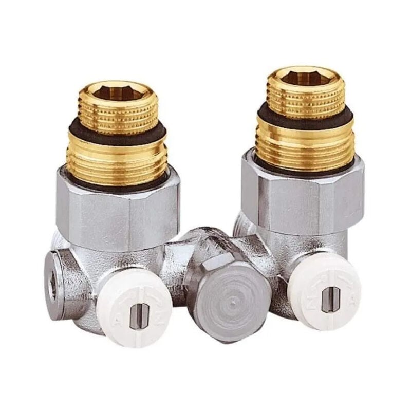 Thermador - Vanne double en h monotube équerre pour radiateur femelle 15x21