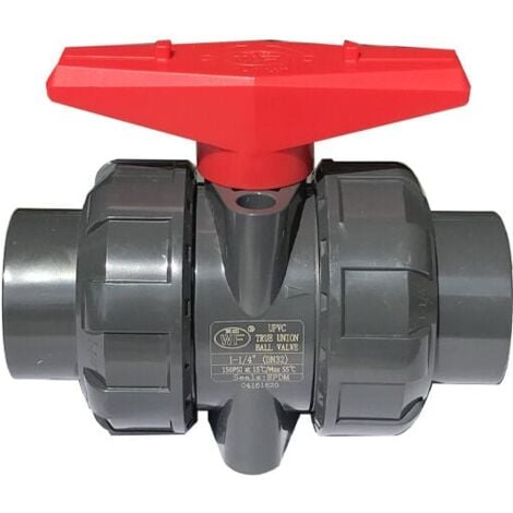 Vanne double union à coller diam 40 mm vanne boisseau pvc robinet boisseau sphérique robinet a bille sphere pour piscine，DN32 (Diamètre Interne 40mm)