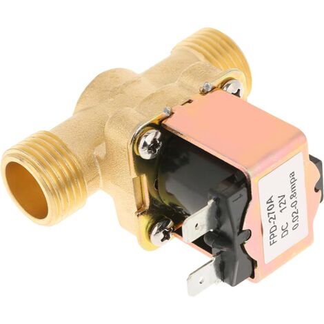 Vanne Électromagnétique Électrique, 1/2" DC 12V Électrovanne électrique en laiton normalement fermée, 0,02-0,8 MPA pour le contrôle de l'eau et les chauffe-eau haut de gamme