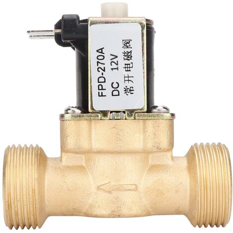 Vanne électromagnétique laiton DC12V normalement ouverte G3/4" pour eau