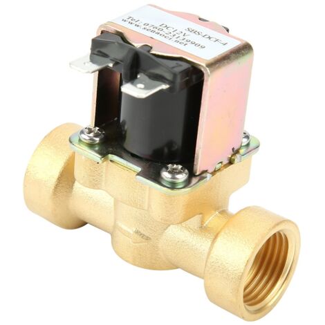 Vanne électrovanne en laiton DN15 G1/2, corps cuivre, normalement fermée, 12V DC pour eau