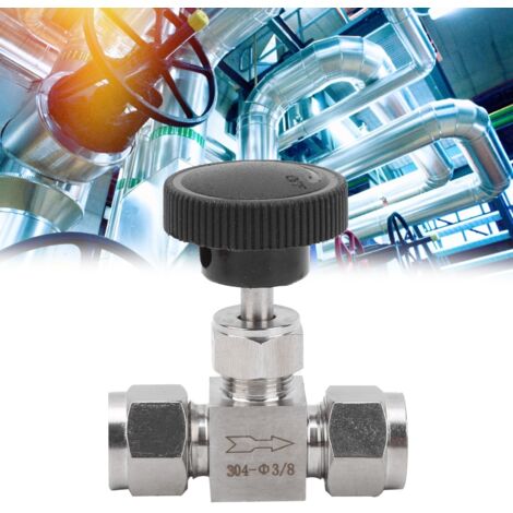 Vanne en acier inoxydable 304, contrôle du débit à aiguille haute pression à 2 voies pour l'eau, le gaz et le liquide Ф3/8
