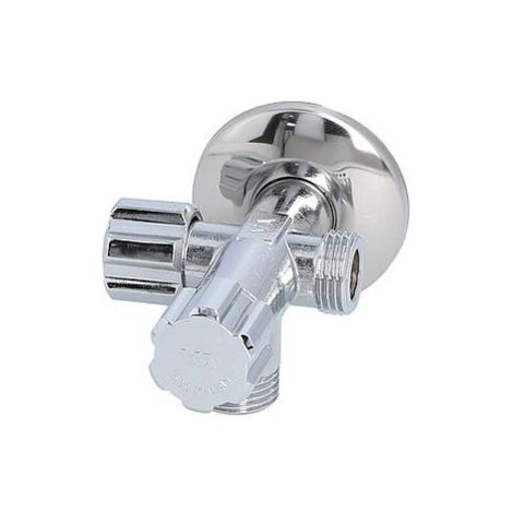Vanne équerre double DN15 (1/2") 2x sortie DN15 (1/2") laiton chromé