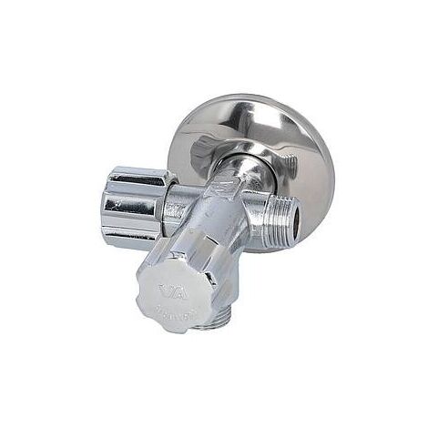 Vanne équerre double DN15 (1/2") sortie DN10 (3/8") / DN 15( 1/2") laiton chromé