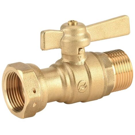 Vanne et robinet laiton - Robinet compteur droit 2/3-1/3 - écrou tournant - Manette laiton - MM 3/4''-1/2'' de Sferaco