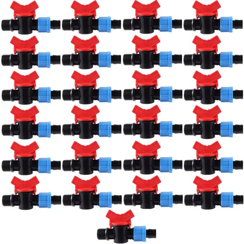 Vanne étagée à ruban d'irrigation goutte à goutte, filetage mâle 16 mm x 1/2'. Robinet d'arrêt paquet de 25 unités. Offre exclusive