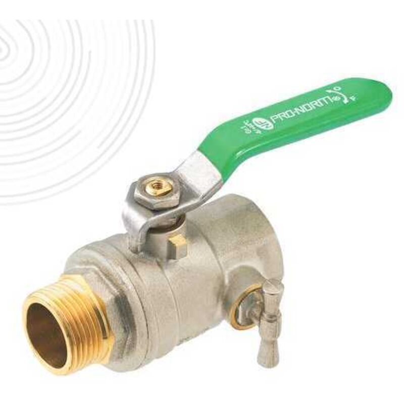 Vanne a sphere PN25 Passage Integral NF ACS Poignee Verte M/F a purge 1 ...