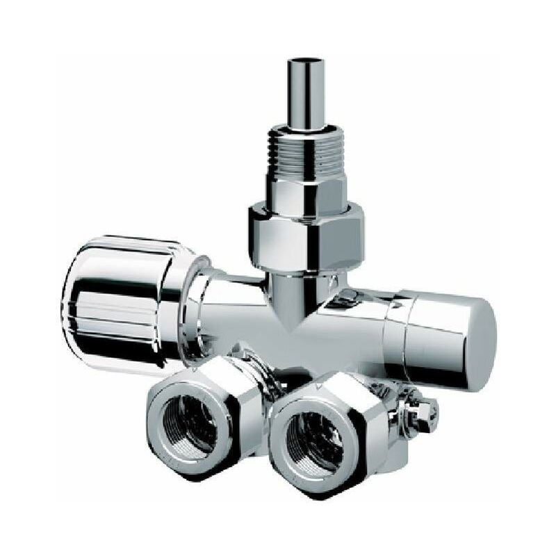 Far Rubinetterie - Vanne mono-bitube thermostatisable droite avec connexion centrale au corps chauffant far 0281 1/2'