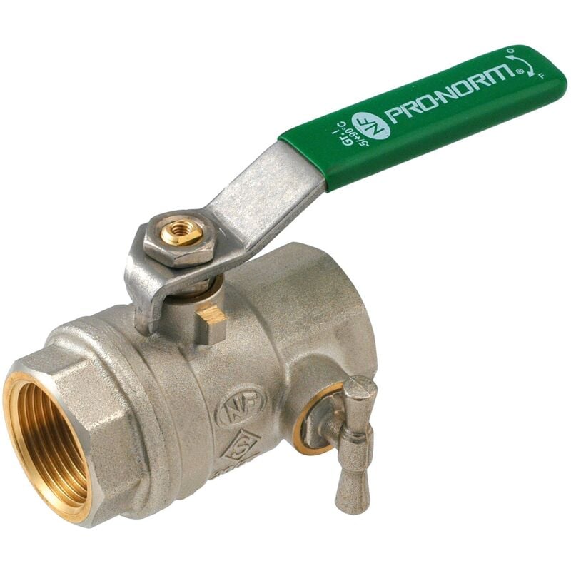 Vanne à sphère nf PN25 Passage Intégral acs Poignée Verte f/f à purge 1' (26/34) somatherm