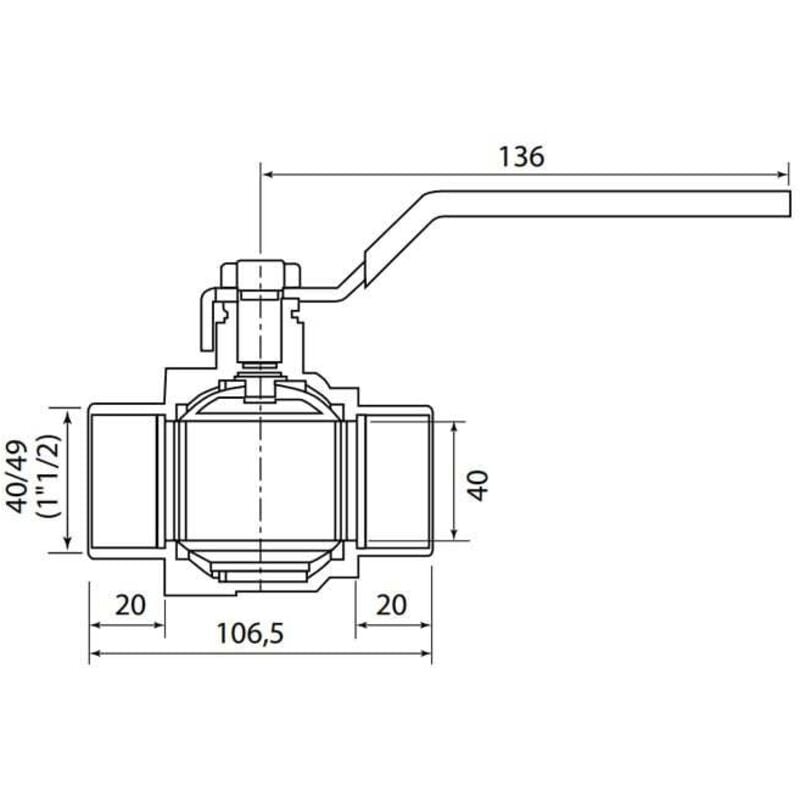 Vanne à sphère PN16 Passage Intégral nf acs Poignée Verte m/m 1'1/2 (40/49) somatherm