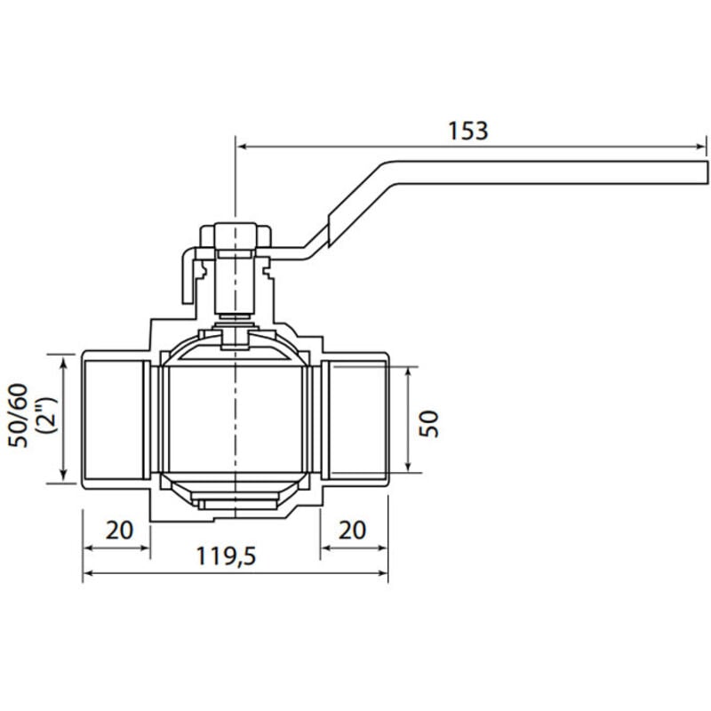Vanne à sphère PN16 Passage Intégral NF ACS Poignée Verte M/M 2" (50/60) SOMATHERM