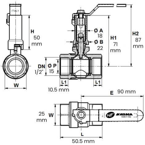 vanne nf ff 1/2" av prol 4ms