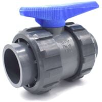 Vanne PVC à sphère double union raccordement femelle à coller abrisa - 20mm