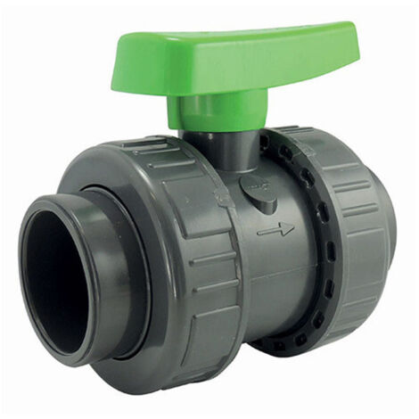 Vanne PVC pression double union à coller diamètre 40mm.