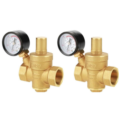 Vanne Réglable en Laiton avec Manomètre pour Réduction Pression Eau DN20