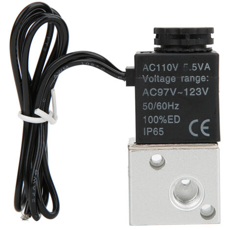 Vanne Solénoïde Directe Eau Air Huile 3 Voies 2 Positions Corps Alliage Aluminium G1/8 (AC110V)