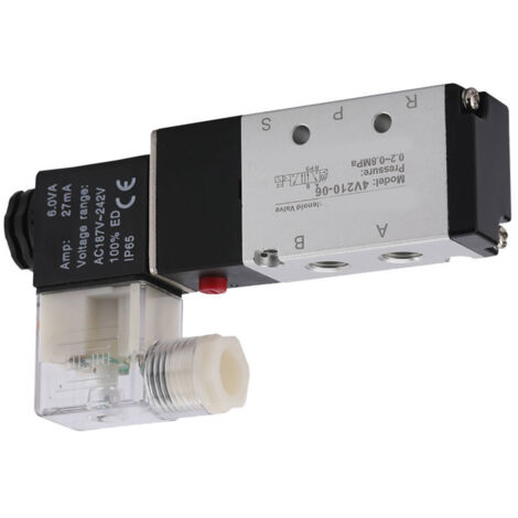 Vanne Solénoïde Pneumatique 5/2, Alliage d'Aluminium Résistant, Remplacement 4V210-06 24V DC