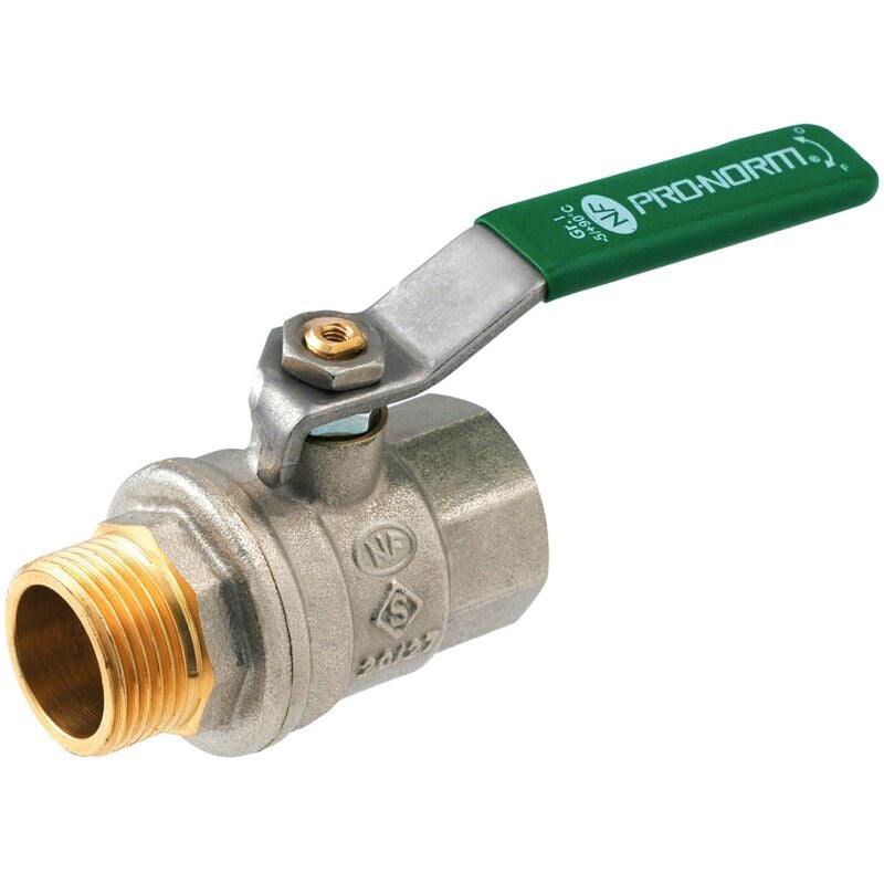 Vanne à sphère nf PN16 Passage Intégral acs Poignée Verte m/f 1'1/4 (33/42) somatherm