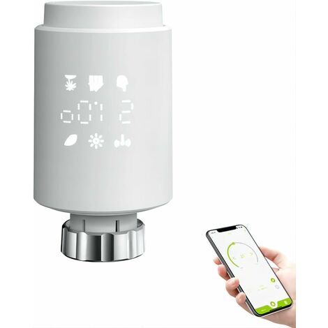 Vanne thermostatique de radiateur intelligent Zigbee, programmable,Tuya Smart Life télécommande compatible avec l'application Alexa Google Home (1 pièces), Blanc
