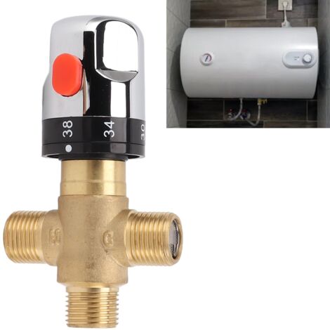 Vanne Thermostatique en Cuivre avec Contrôle de Température et Purge de sécurité pour Douche et Robinet de Bassin