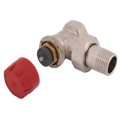 Vanne thermostatique JS pré-réglée, forme d'angle, DN15, 1/2", nickelée