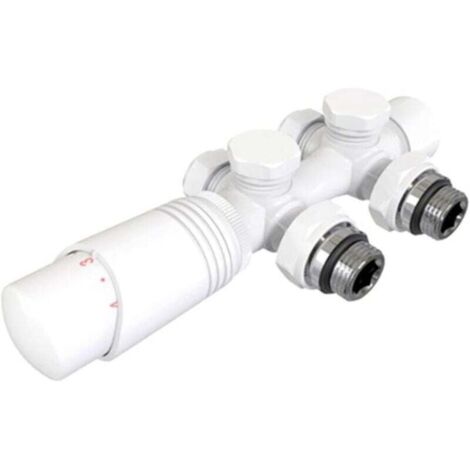 Vanne Thermostatique Radiateur Salle de Bain Raccords Connexion Centrale Accessoires Chauffage Blanc