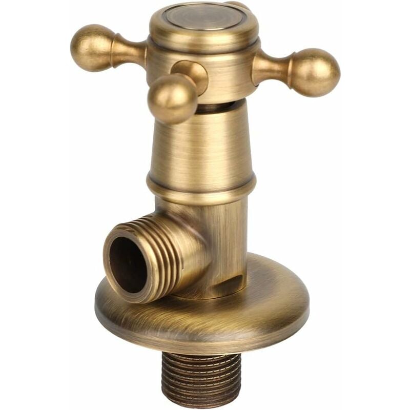 Vanne Triangulaire en Laiton, Vanne d'angle en Cuivre de Salle de Bain G1/2 Vanne d'Arrêt d'eau Chaud et Froid Universelle Composants de Douche