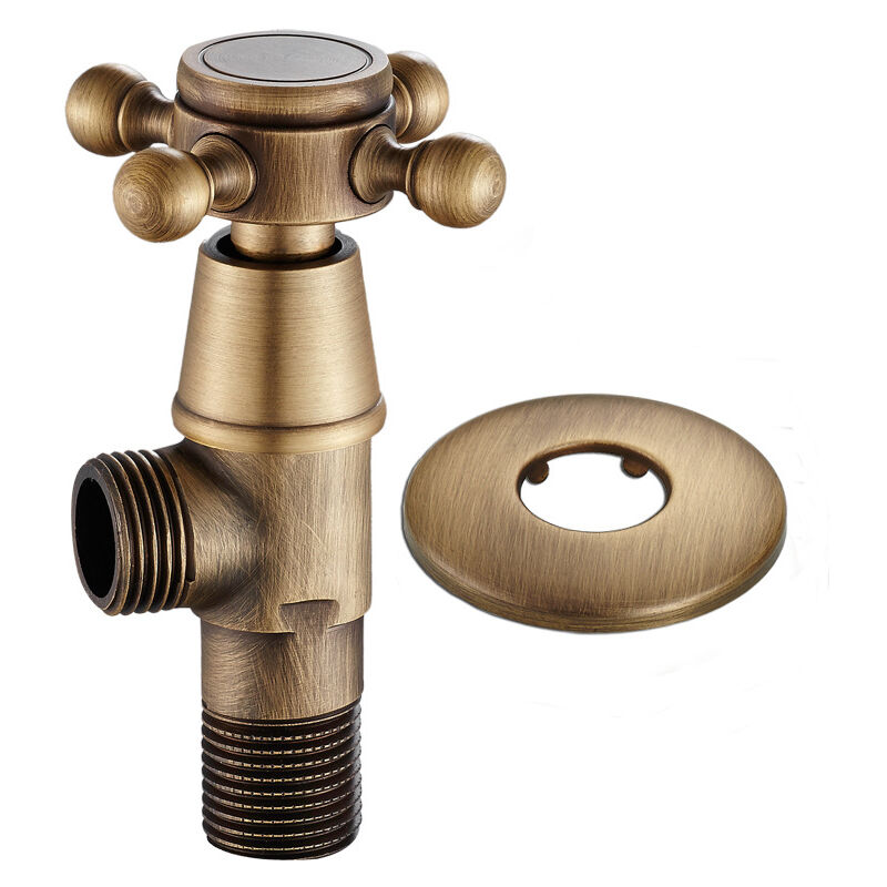Vanne Triangulaire en Laiton, Vanne d'angle en Cuivre de Salle de Bain G1/2 Vanne d'Arrêt d'eau Chaud et Froid Universelle Composants de Douche