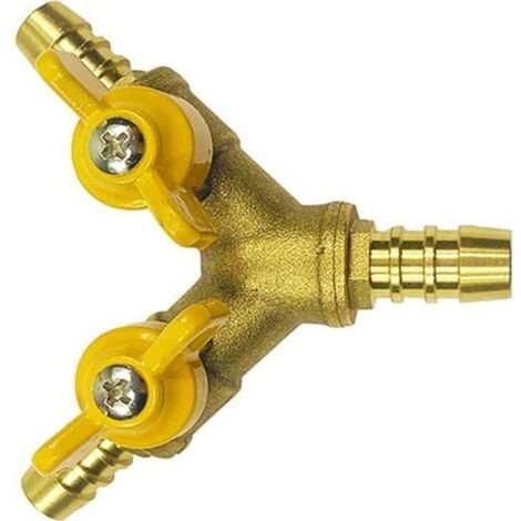 Vanne trois voies 3 voies Connecteur de tuyau Barb Ball Valve Y Forme eau séparateur gaz Valve 2 en laiton Switch Montage Jaune