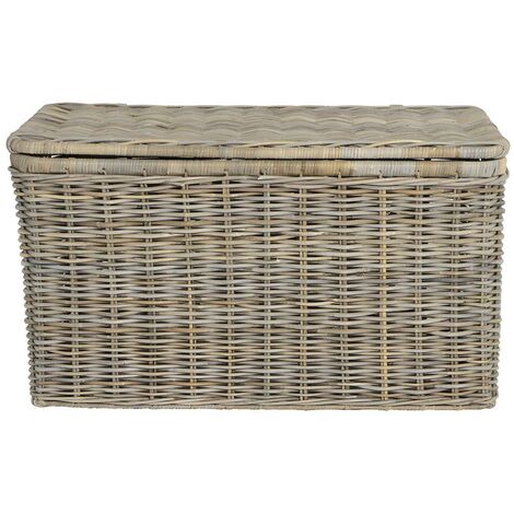 Baule contenitore da esterno HWC-D88 polyrattan ~ Premium 950l marrone