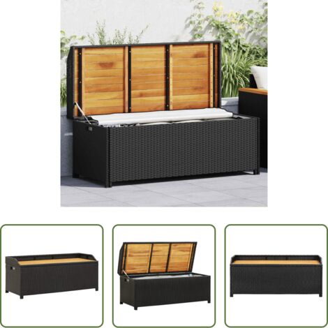 Vano portaoggetti -  Panca da Giardino con Vano Portaoggetti 120 cm Polyrattan Nera