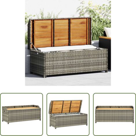 Vano portaoggetti -  Panca da Giardino con Vano Portaoggetti 120cm Polyrattan Grigio