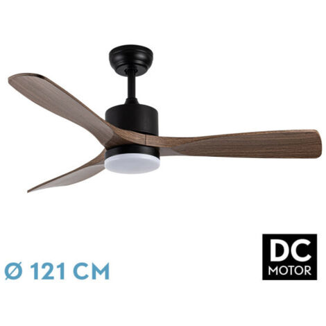 Vantilador Techo 121cm 20W Fabrilamp Azabache Luz Mando Negro Roble