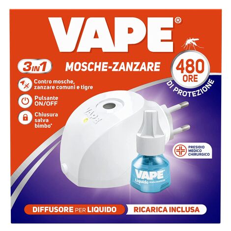 Vape Elettroemanatore Liquido Zanzare e Mosche con Ricarica