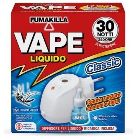 Vape, Elettroemanatore per liquido antizanzare + 1 Ricarica liquida Classic inclusa