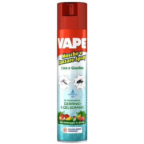 VAPE INSETTICIDA MOSCHE E ZANZARE IN SPRAY PROFUMO GERANIO E GELSOMINO 400 ML