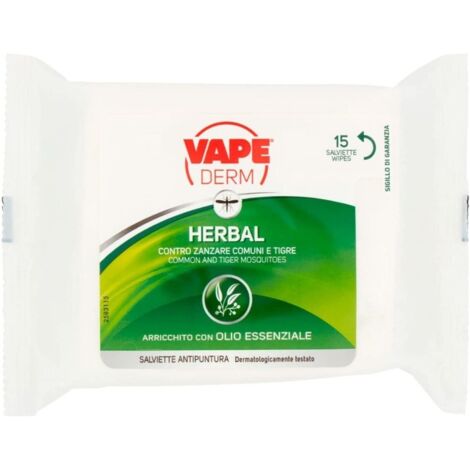 VAPE - Salviette Derm Herbal antipuntura contro zanzara 15 pezzi
