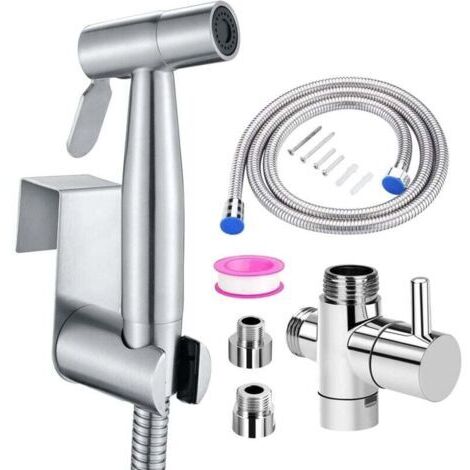 Vaporisateur de Toilette Douchette à Main Bidet en Acier Inoxydable - avec Vanne 3 voies (1/2\"-3/8\") parfait pour Hygiène personnelle, Soins de nettoyage
