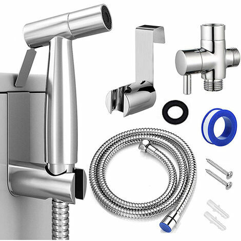 Vaporisateur de Toilette Douchette Main Bidet en Acier Inoxydable - avec Vanne 3 voies parfait pour Hygine personnelle, Soins de nettoyage,