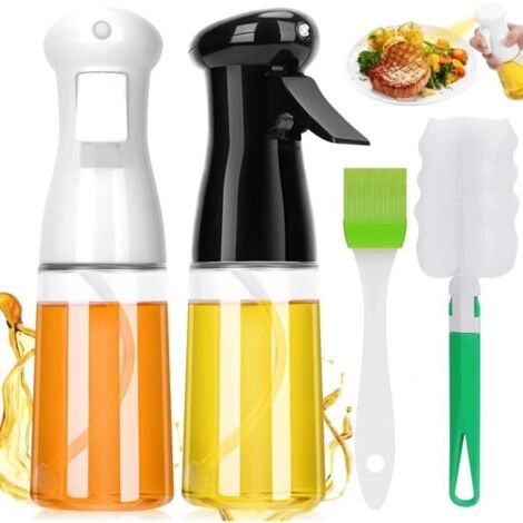 Vaporisateur d'huile et de vinaigre, 2PCS Pulvérisateur d'huile 210ml, Pulvérisateur d'Huile Vinaigre avec 1 Brosse et 1 Brosse à