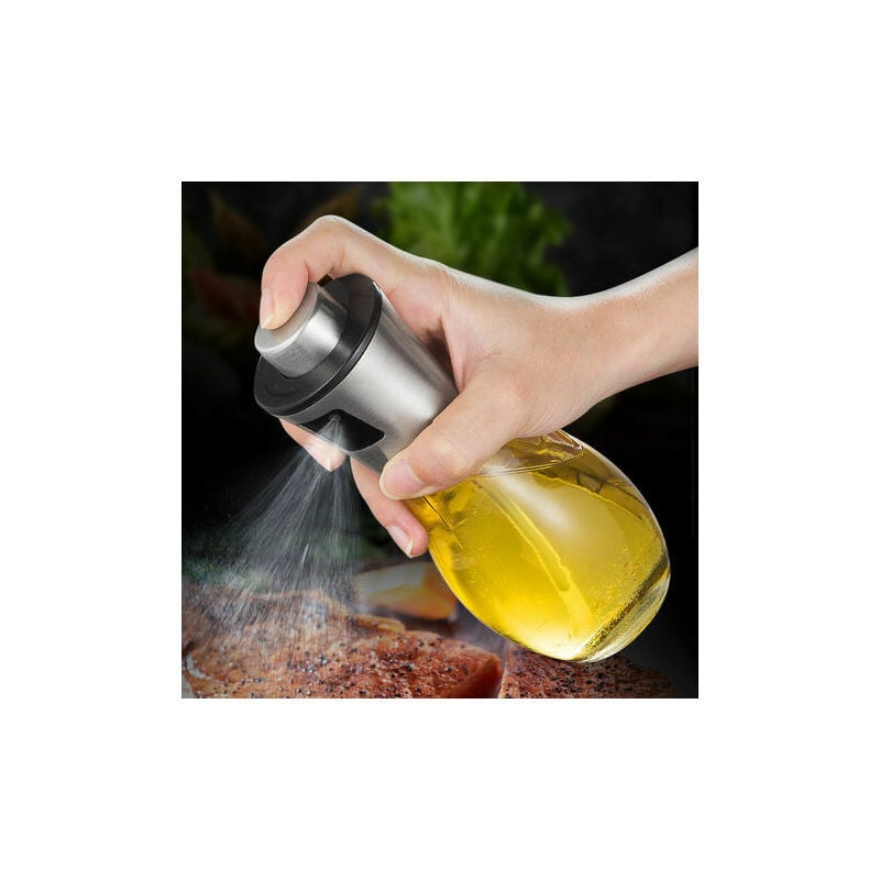 Ahlsen - Vaporisateur d'huile, pulvérisateur d'huile d'olive 200 ml avec distributeur en acier inoxydable étanche, bouteille d'huile en verre pour