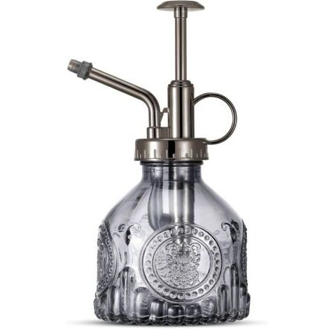 Vaporisateur vintage en verre avec pompe supérieure, petit arrosoir pour plantes d'intérieur et d'extérieur,Gris