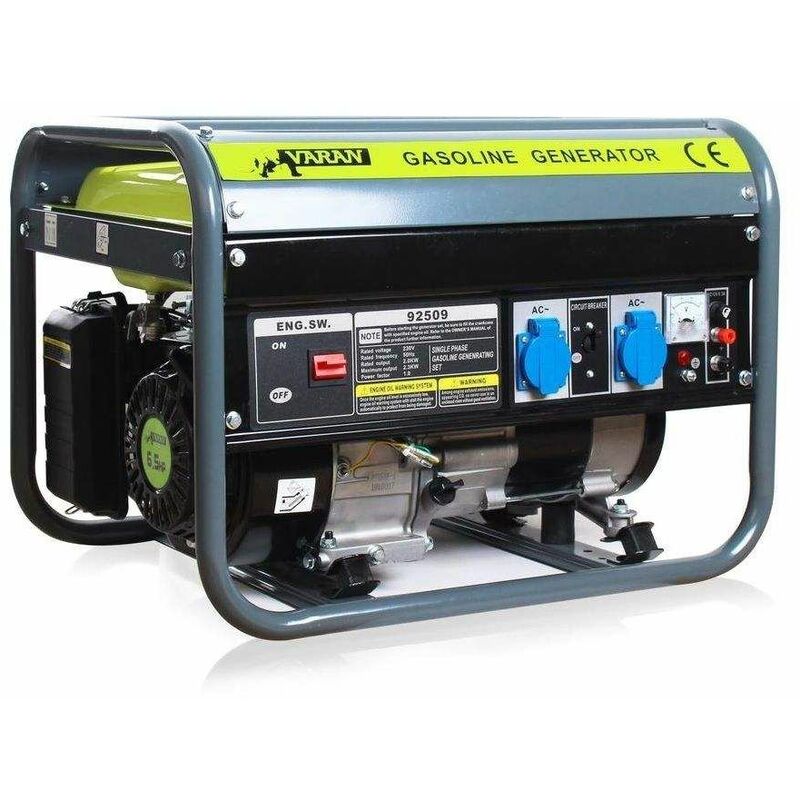 Image of 92509 Set generatore a benzina 2200W 2 x 230V 2 x 230V 1 x 12V generatore elettrico - Grigio - Varan Motors