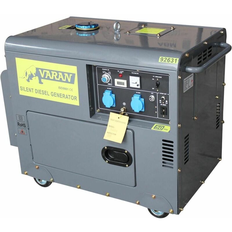 Image of Varan Motors - 92631 Generatore elettrico Diesel silenziato 5,5 kw 230V + 12V - Grigio