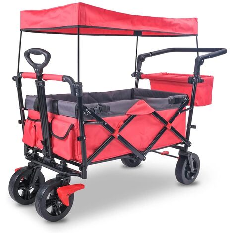 Varan Motors - FW005 Carrello manuale con tetto, frenato e pieghevole, 122x55x109cm, carrello di trasporto max. 90kg