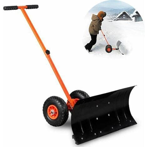 Varan Motors - SNOWSHOVEL Pala da neve con ruote, Lama spazzaneve con ruote, 74x46cm lama regolabile