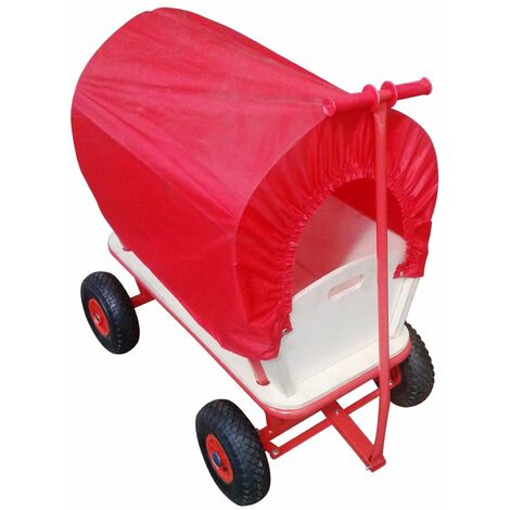 Varan Motors - TC1812M Carrello vagone per bambini, carrello di trasporto in legno con telo, carico massimo 180kg